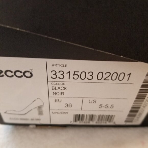 Ecco pumps, open toe, size 5.5 US genuine leather black Stacked Heel - Picture 2 of 4